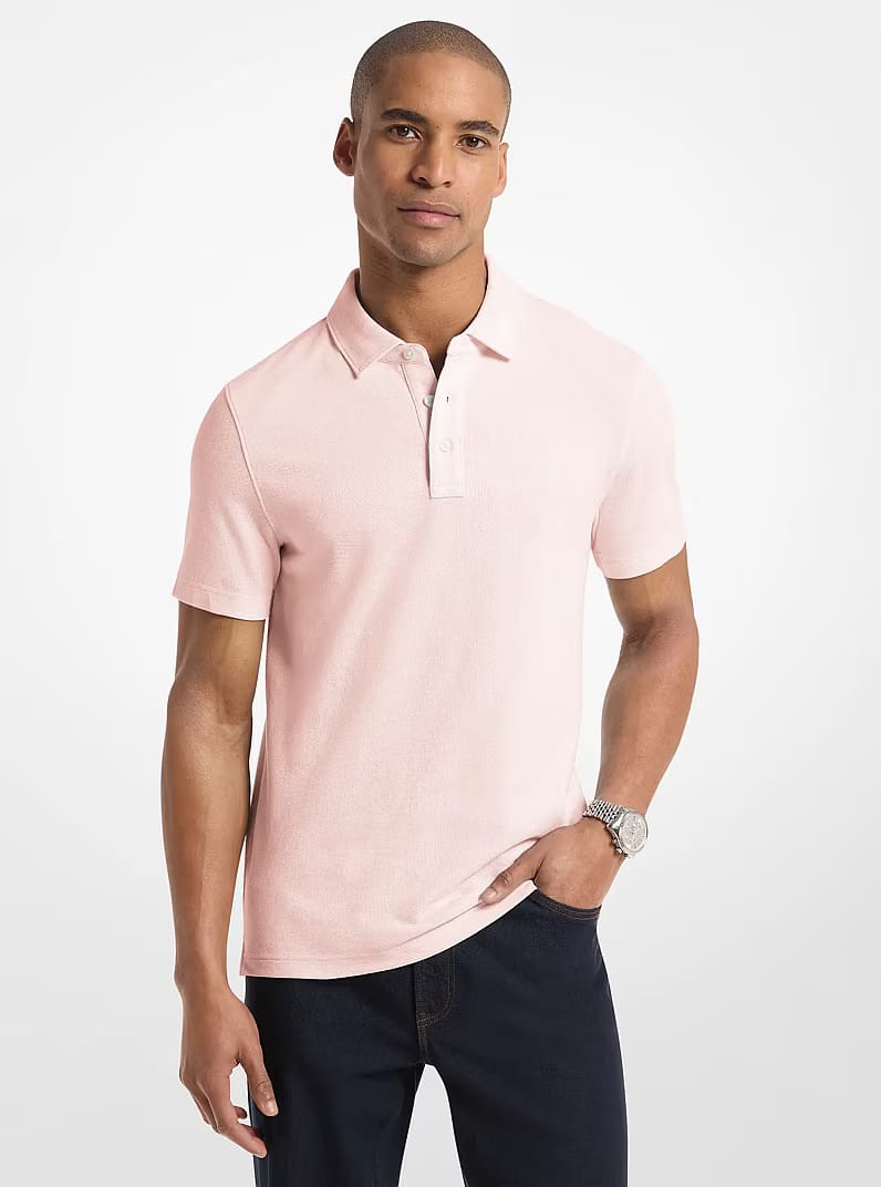 Pima Cotton Piqué Polo Shirt POWDER BLUSH