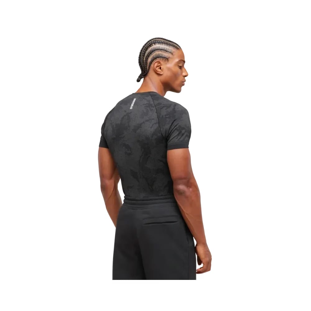 Gymshark Geo Seamless T-Shirt Slim Fit Black/Charcoal Grey