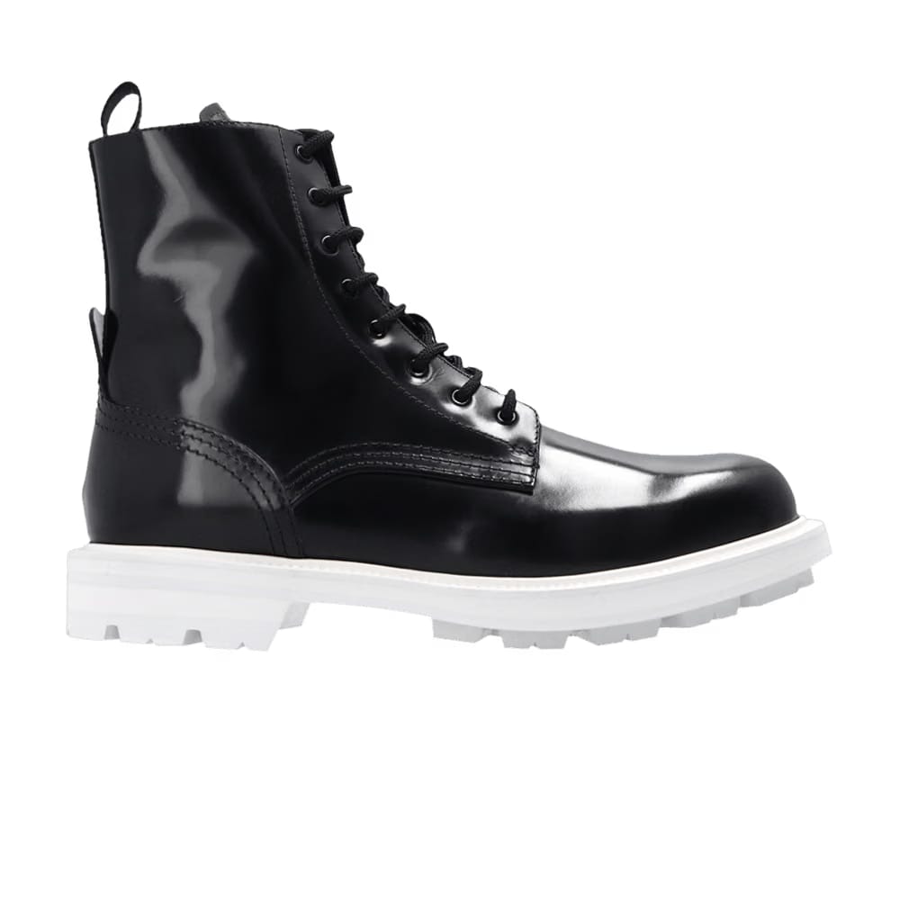 Alexander McQueen Combat Boot Black White