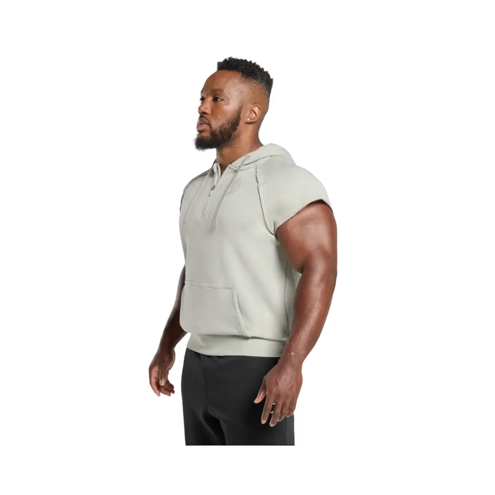 Gymshark Legacy 1/4 Zip Cap Sleeve Hoodie Regular Fit Stone Grey