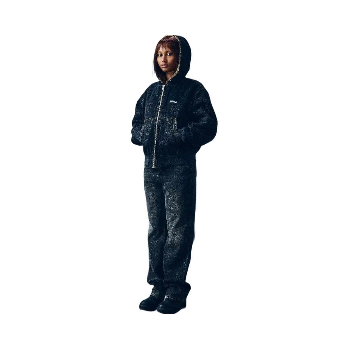 Corteiz Old English Denim Work Jacket Black Wash