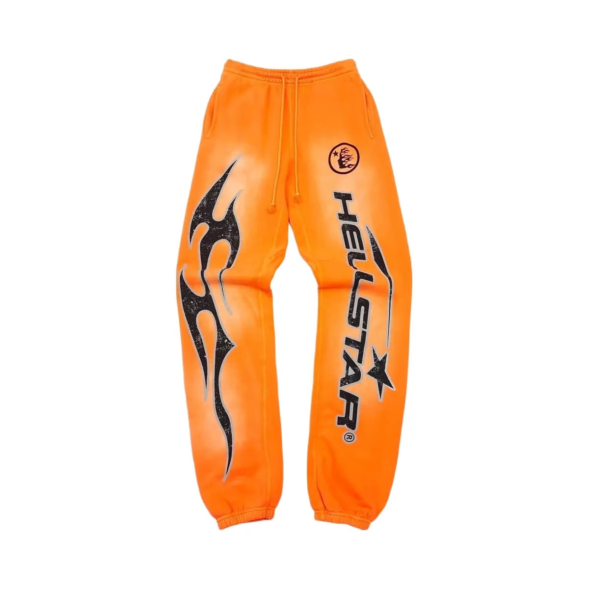 Hellstar Fire Orange Closed Elastic Bottom Sweatpants Orange Dye/Black