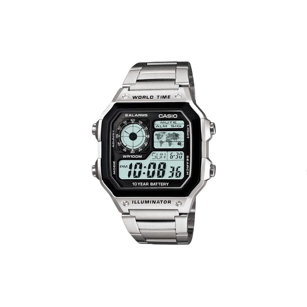 Casio Youth Unisex Black Dial Digital Stainless Steel Watch D099 - AE-1200WHD-1AVDF