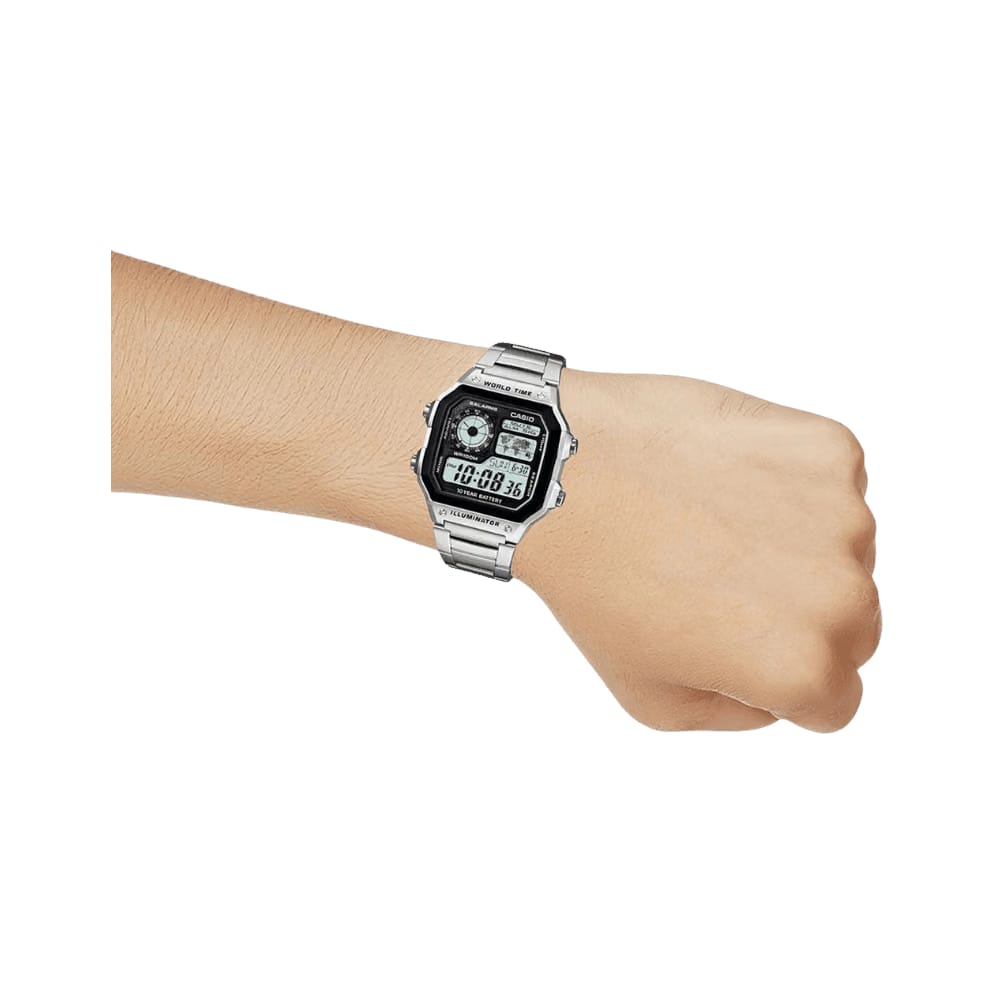 Casio Youth Unisex Black Dial Digital Stainless Steel Watch D099 - AE-1200WHD-1AVDF