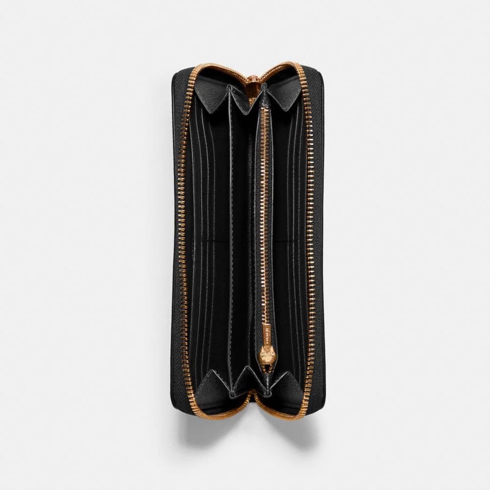 Coach Long Zip Around Wallet Gold Black