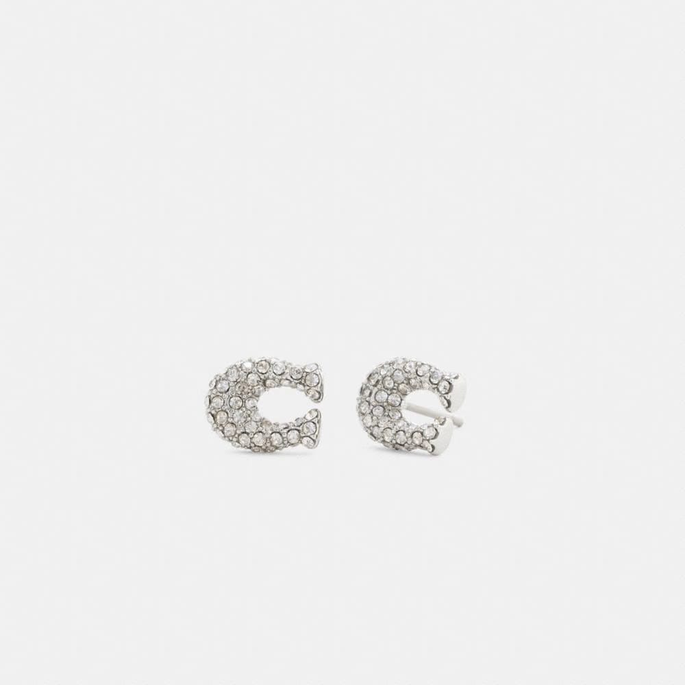 Coach Pavé C Stud Earrings Silver