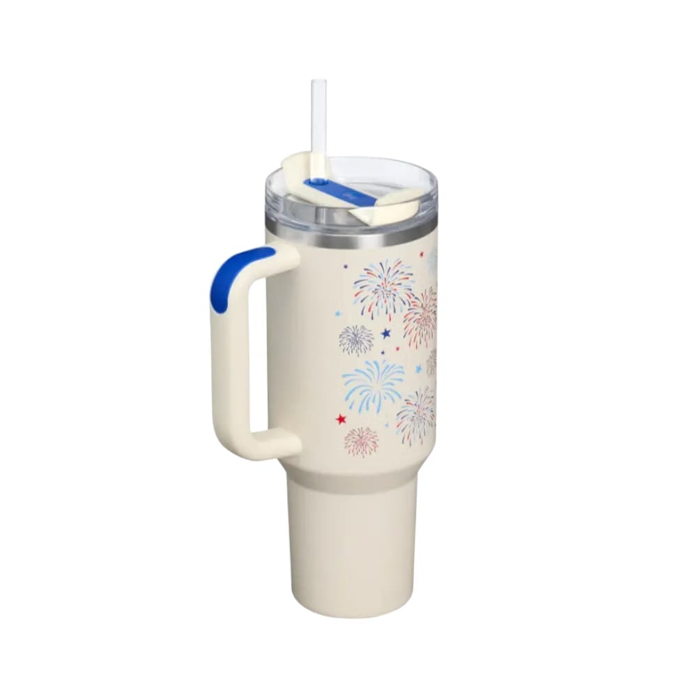 Stanley Quencher H2 0 Flowstate Tumbler Cream Royal Fireworks 40 OZ