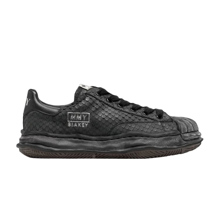 Maison Mihara Yasuhiro Blakey OG Sole Leather Low Distressed Black Snakeskin