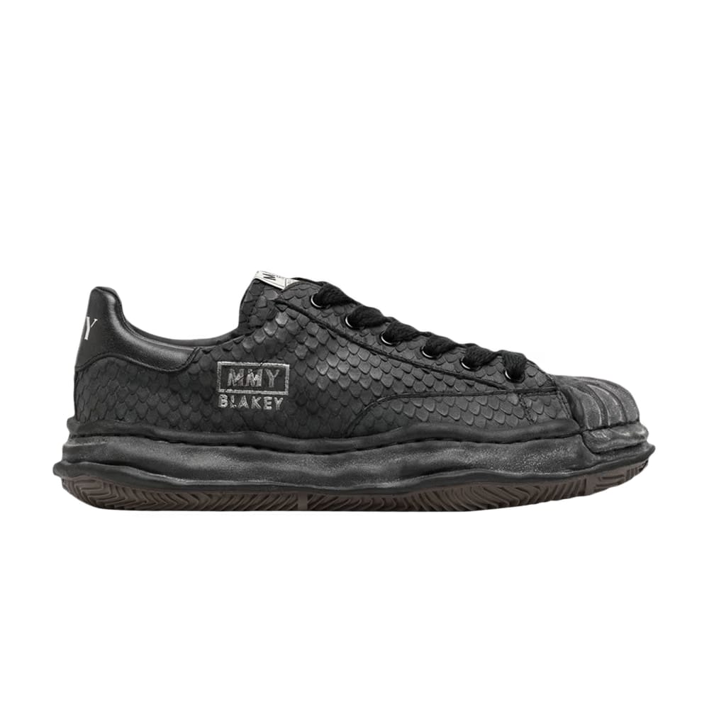 Maison Mihara Yasuhiro Blakey OG Sole Leather Low Distressed Black Snakeskin