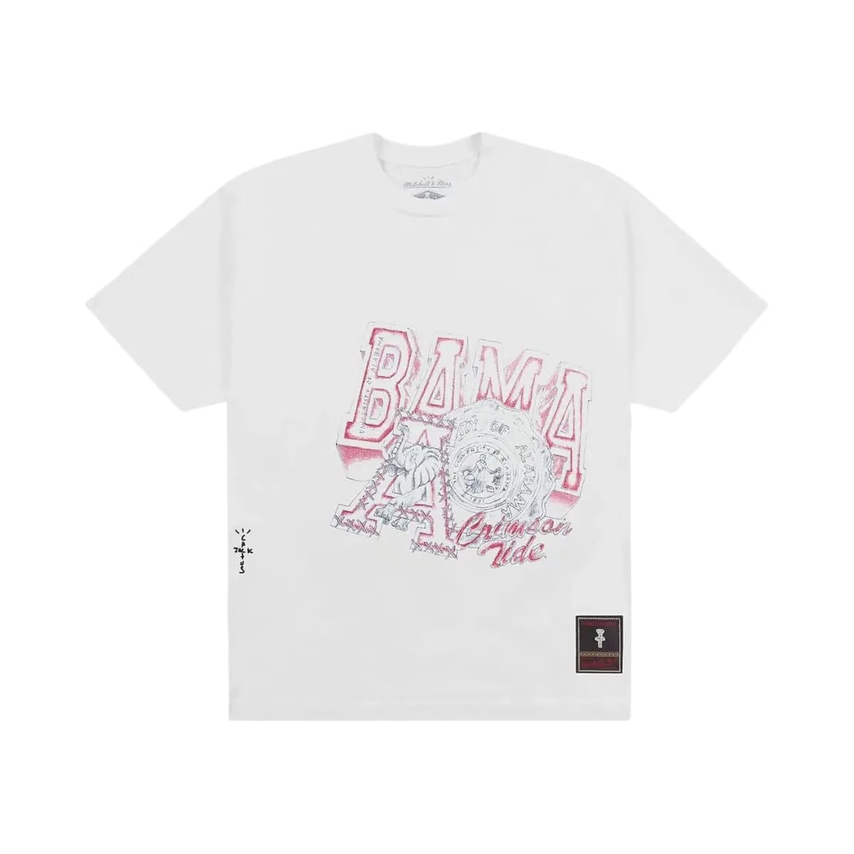 Cactus Jack By Travis Scott X Mitchell Ness University Of Alabama Handdrawn T-Shirt White