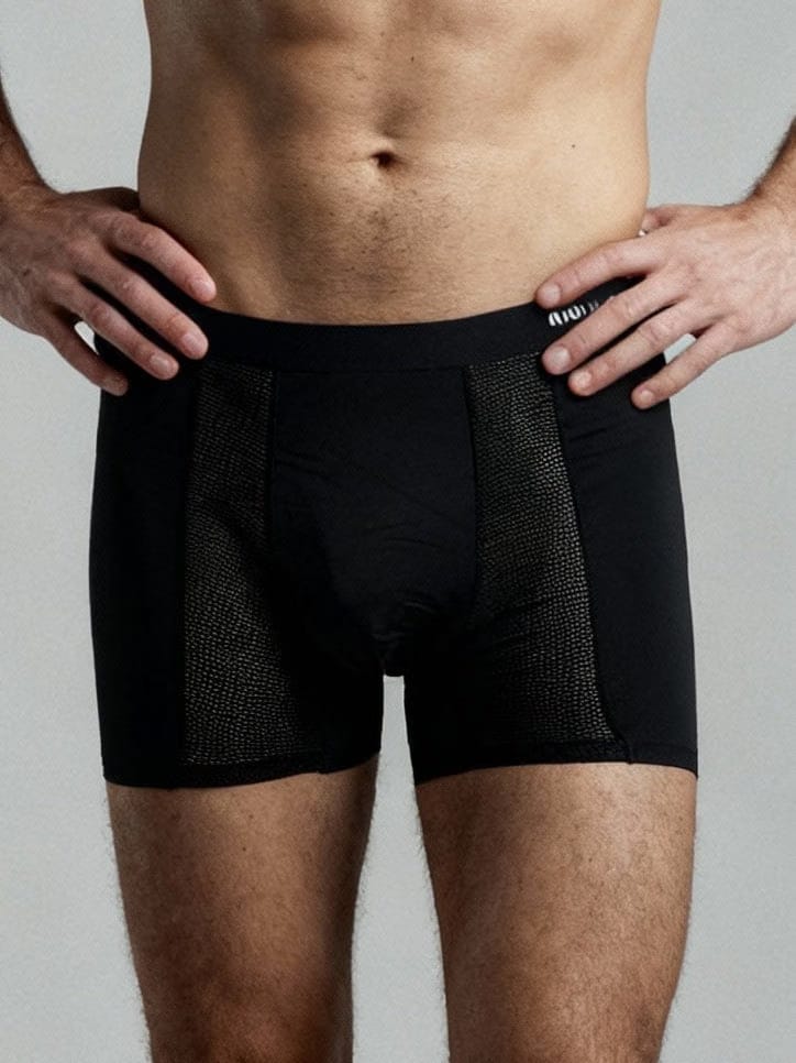 Men Mesh Black Solid Premium Elastic Trunk by Manaca