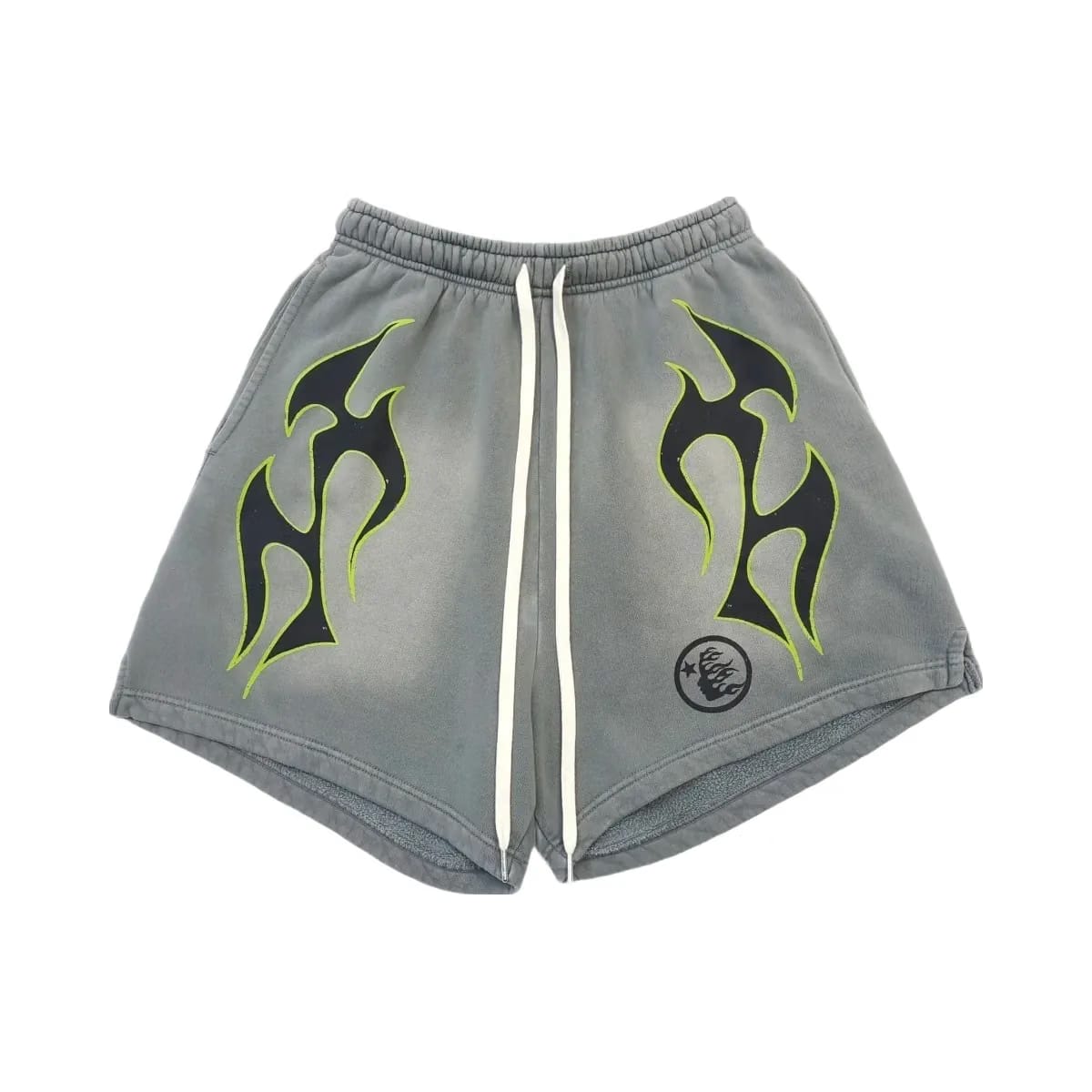 Hellstar Future Flame Shorts Grey Green