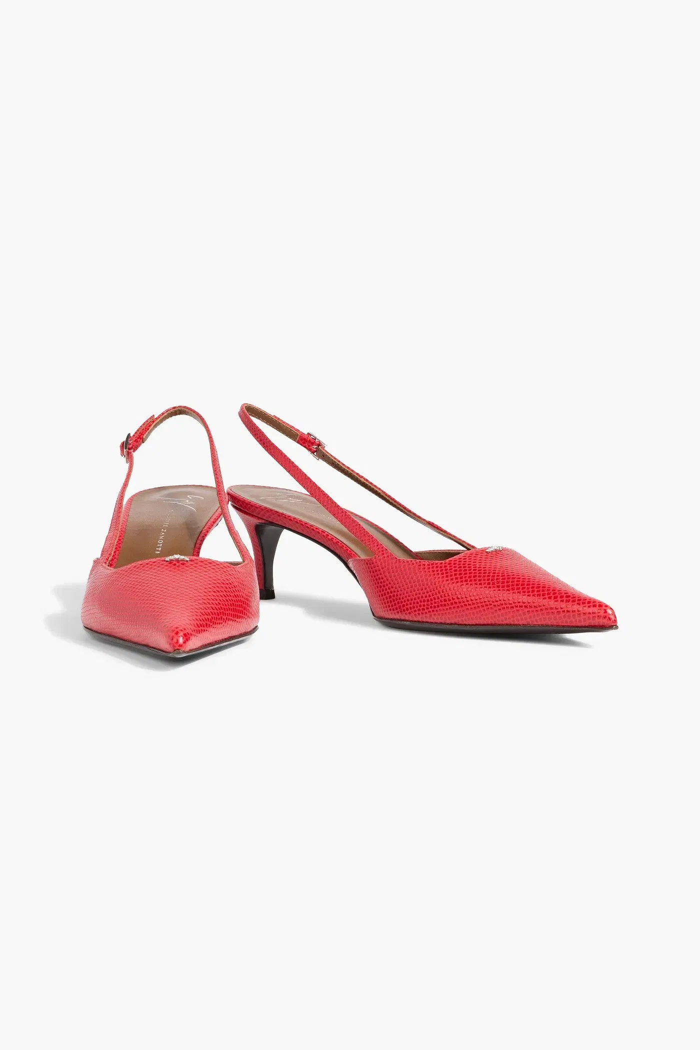 Giuseppe Zanotti Brenda 45 Lizard-Effect Leather Slingback Pumps Red Women's