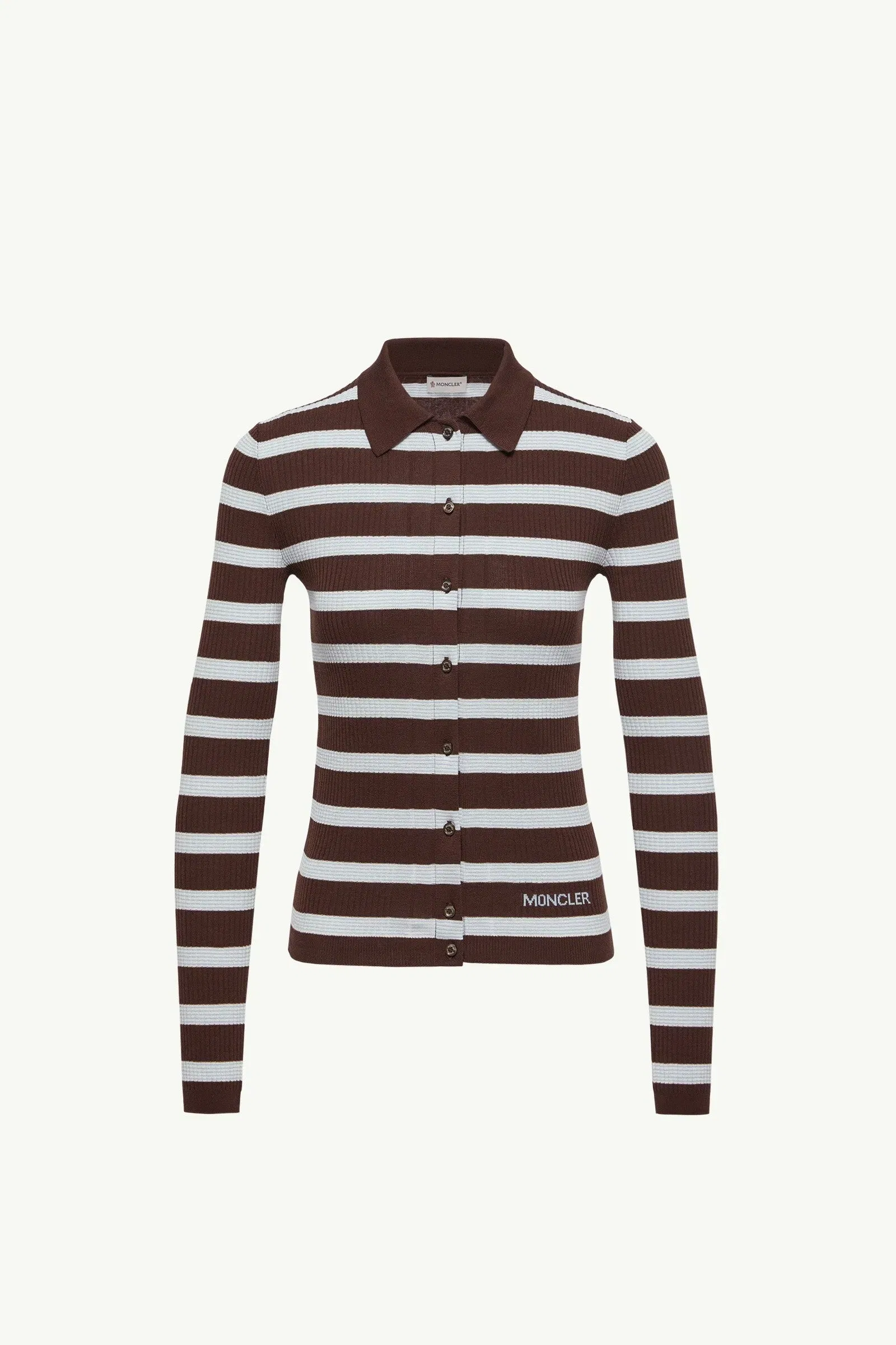 Moncler Cotton Crêpe Polo Shirt White & Brown White & Brown