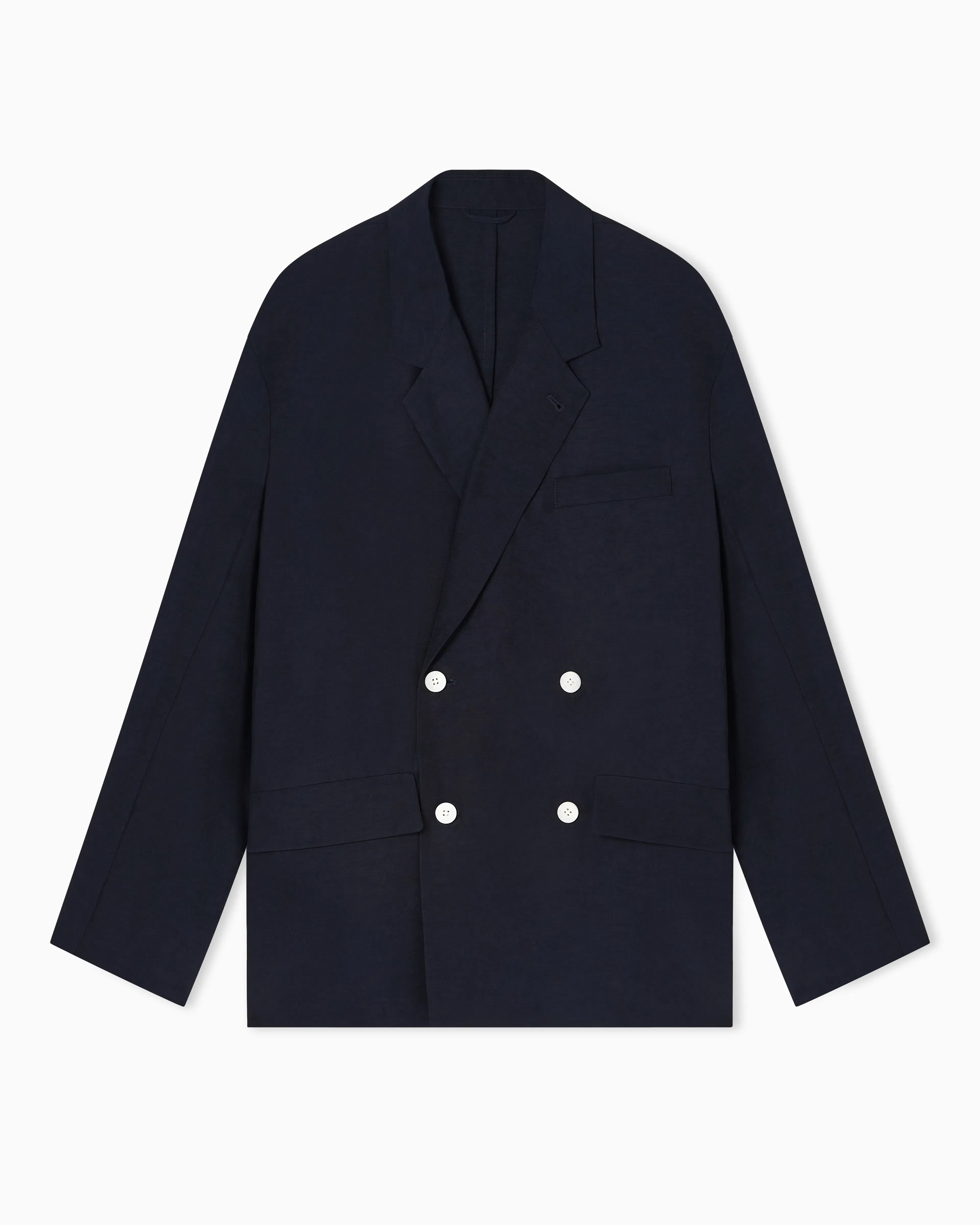 Emporio Armani Linen-blend double-breasted jacket