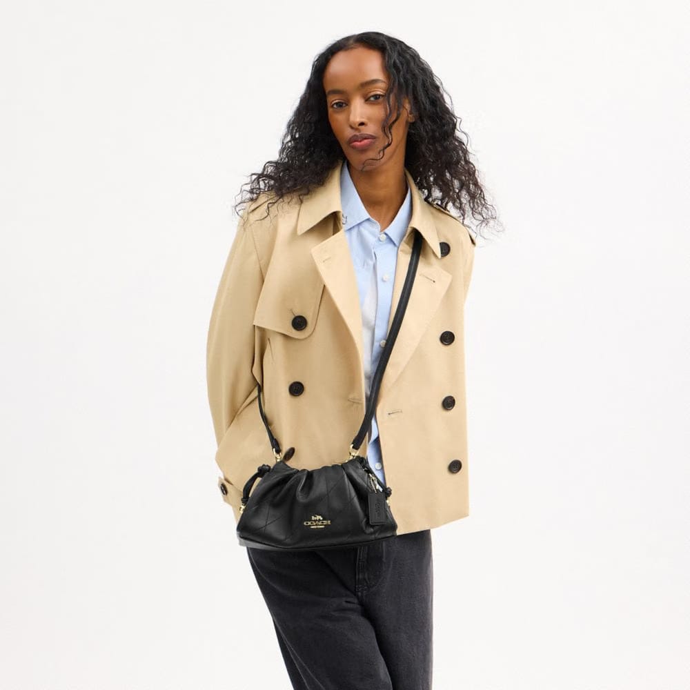 Coach Faye Shoulder Bag With Quilting Gold Black