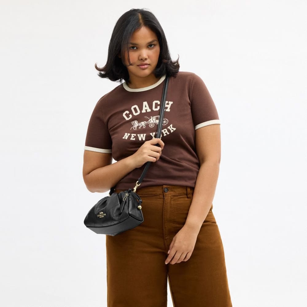 Coach Faye Shoulder Bag With Quilting Gold Black