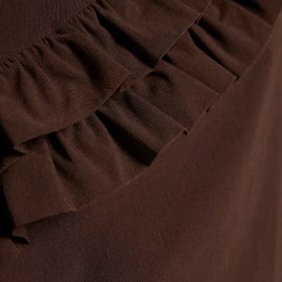Brown Ruffle Bandeau Top
