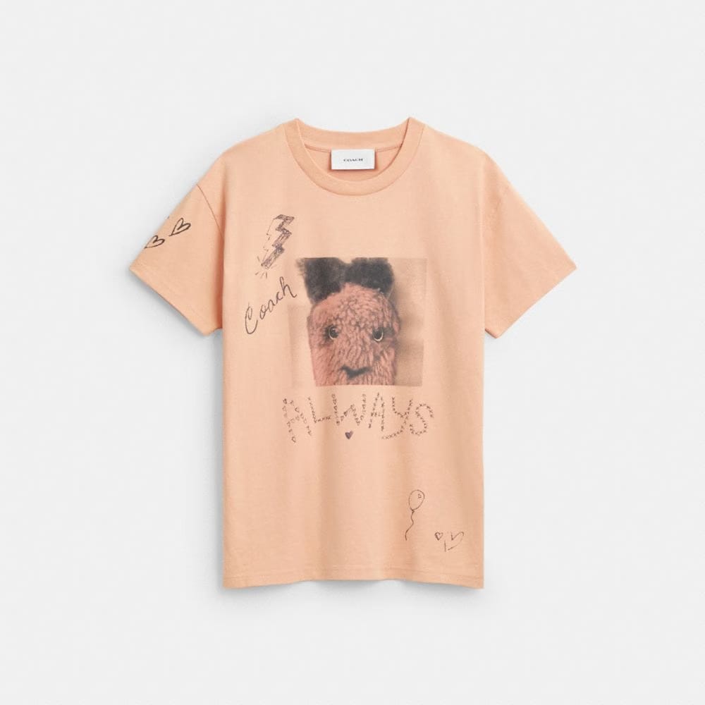 Coach Carroty Shrunken T-Shirt In Organic Cotton Light Orange