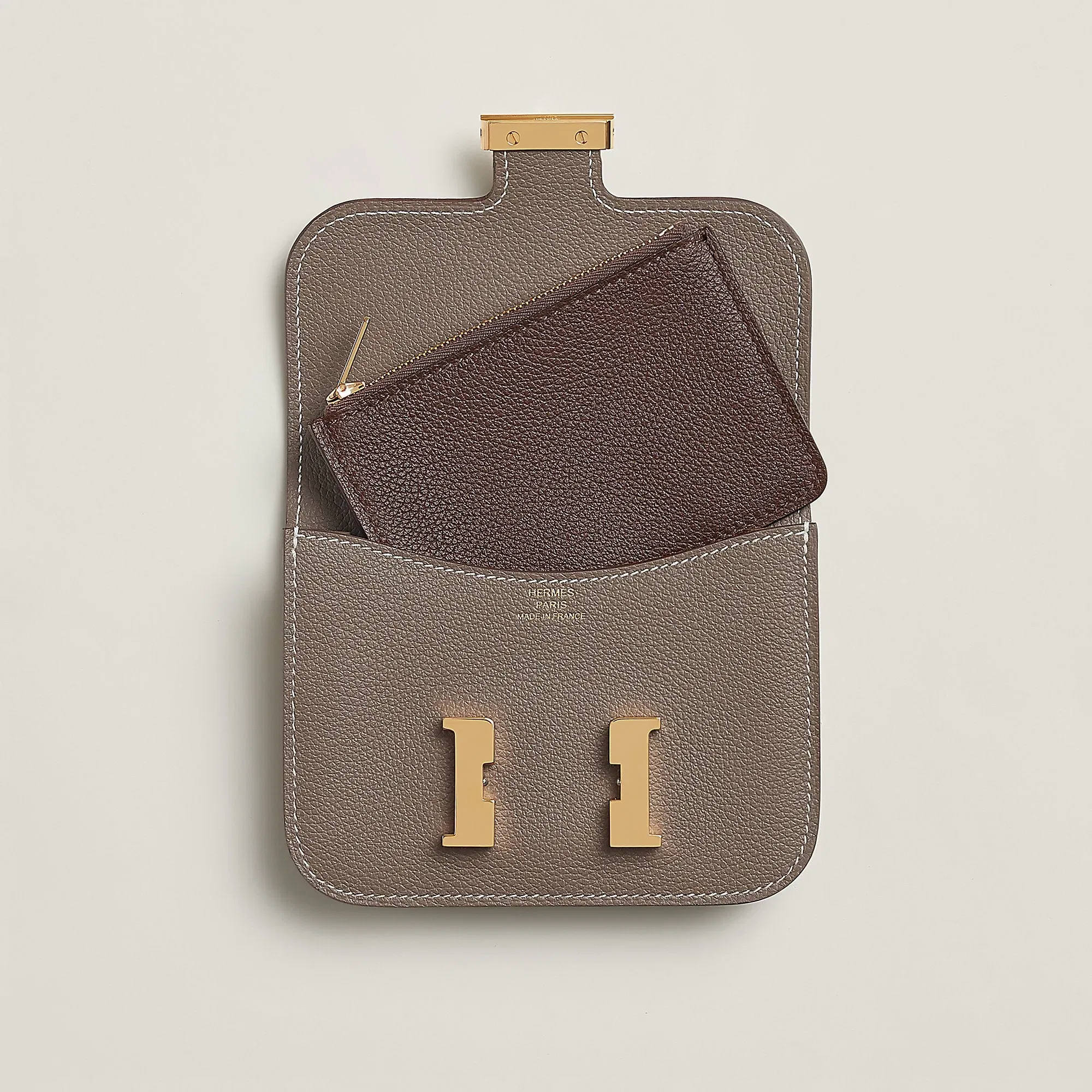 Hermes Constance Slim Bi Wallet Bleu Saphir