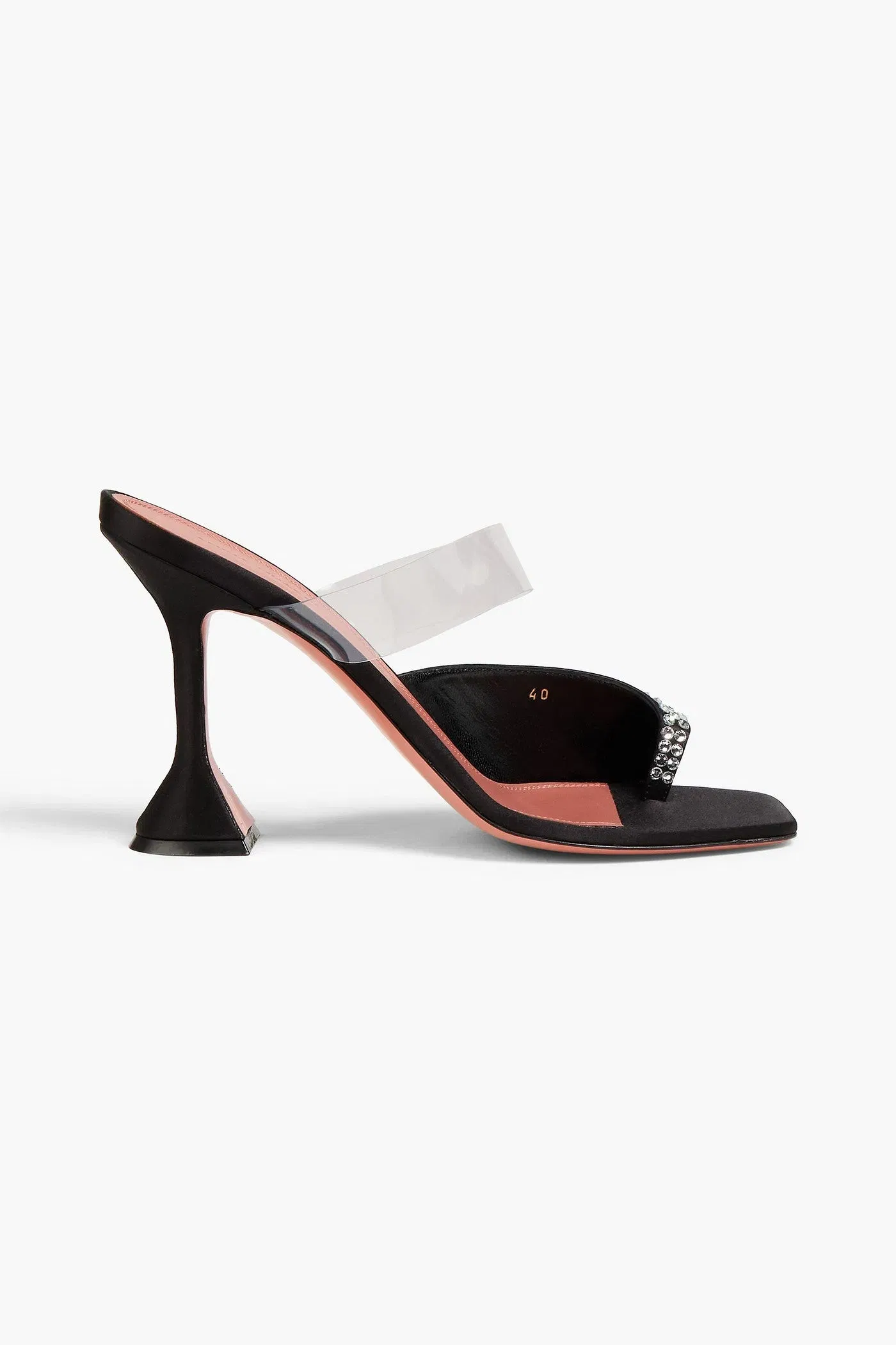 Amina Muaddi Paloma Crystal-Embellished Satin And Pvc Mules Black Women's