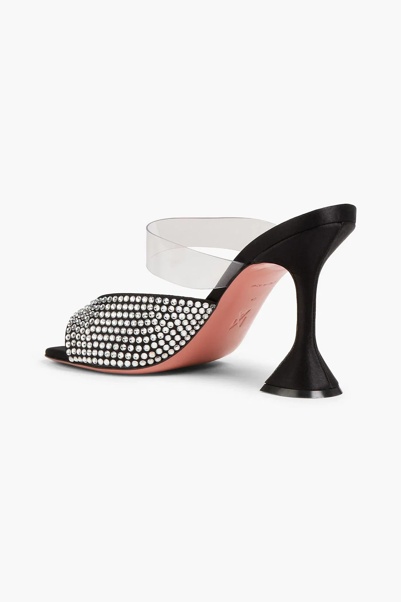 Amina Muaddi Paloma Crystal-Embellished Satin And Pvc Mules Black Women's