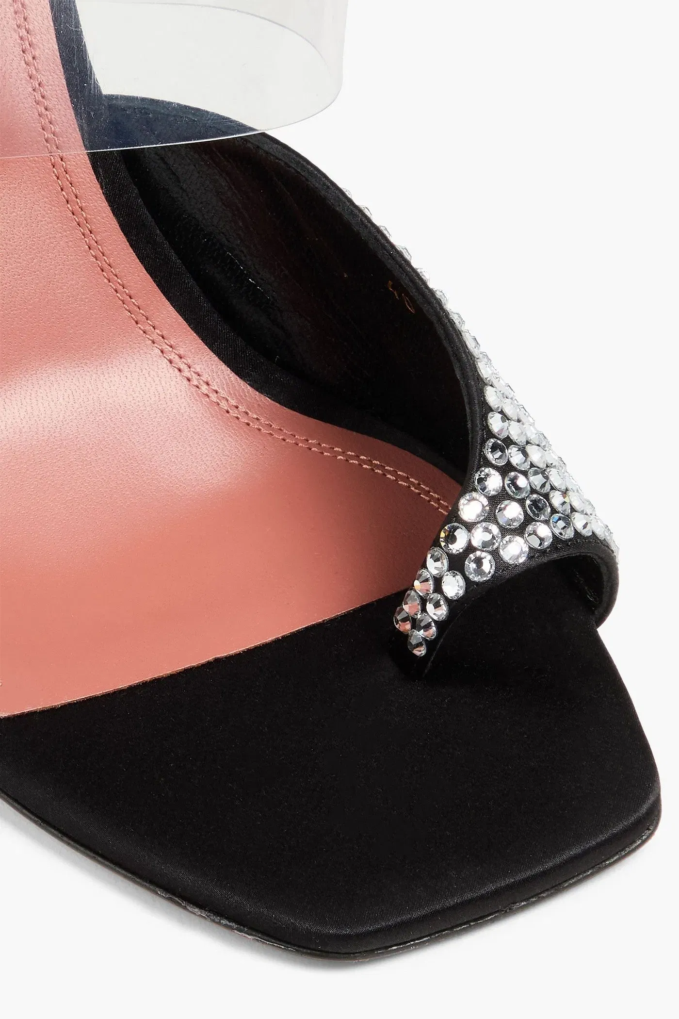 Amina Muaddi Paloma Crystal-Embellished Satin And Pvc Mules Black Women's