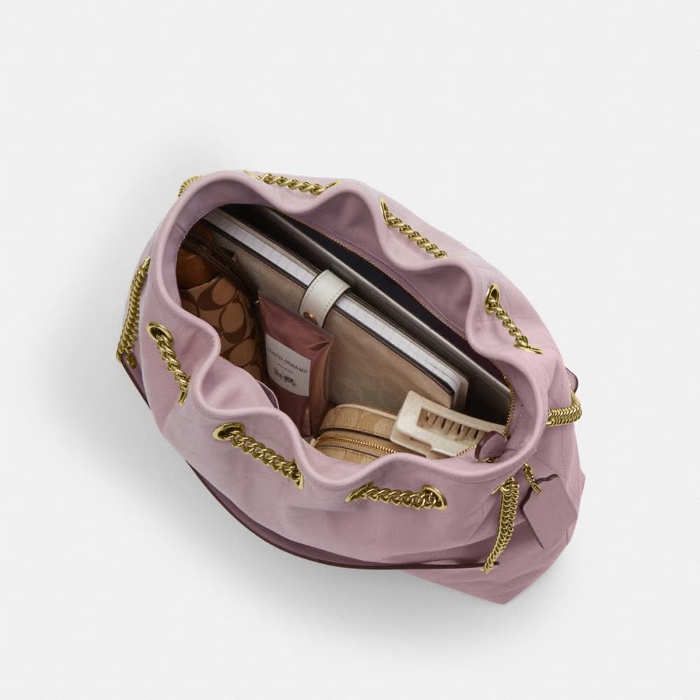 Coach Evelyn Shoulder Bag With Quilting Gold Carnation