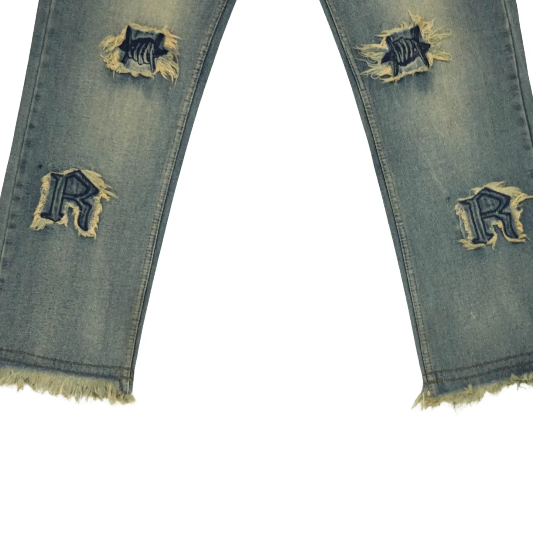 Frayed Collage Denim - Washed Blue