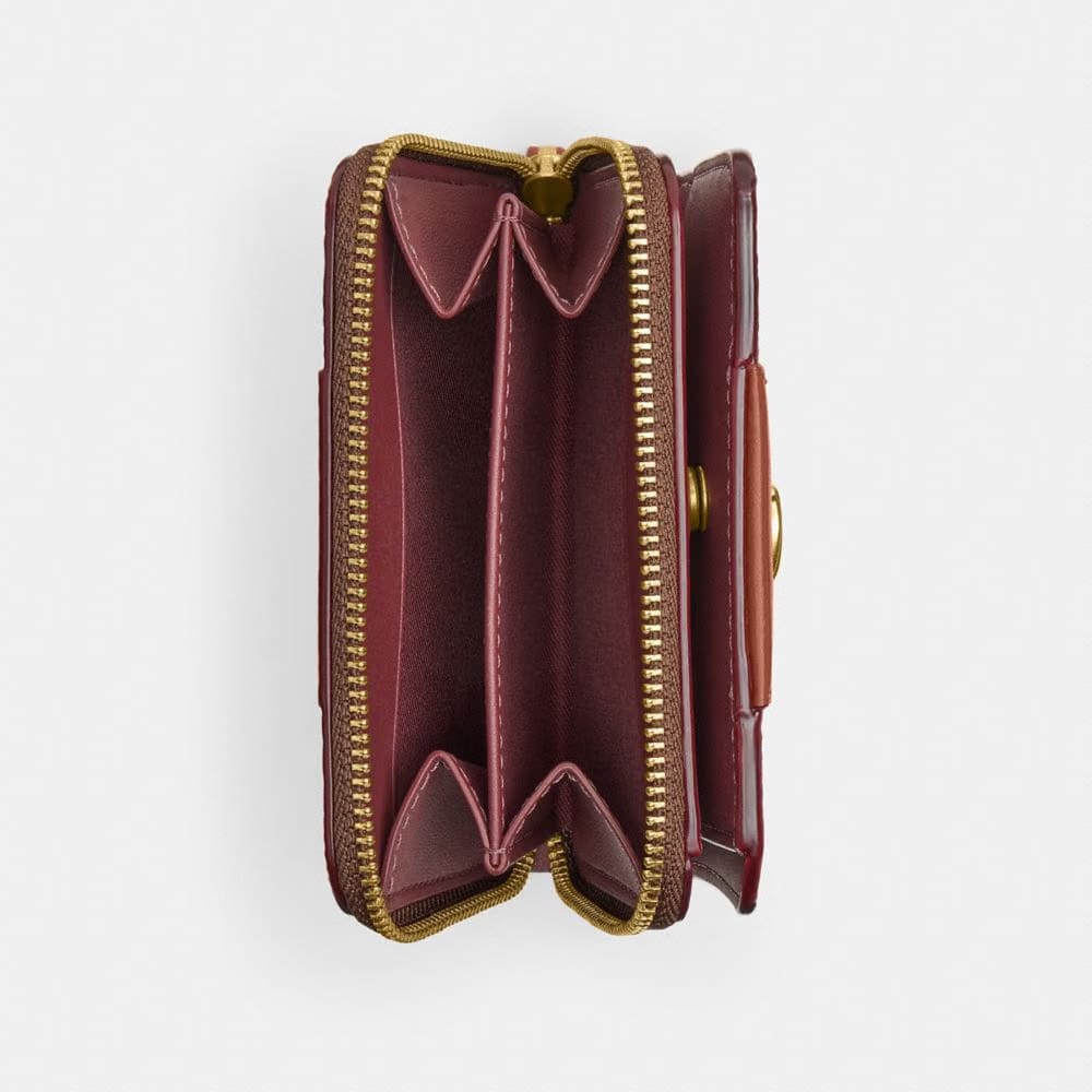 Coach Essential Billfold Wallet In Colorblock Signature Canvas Brass Tan Caramel