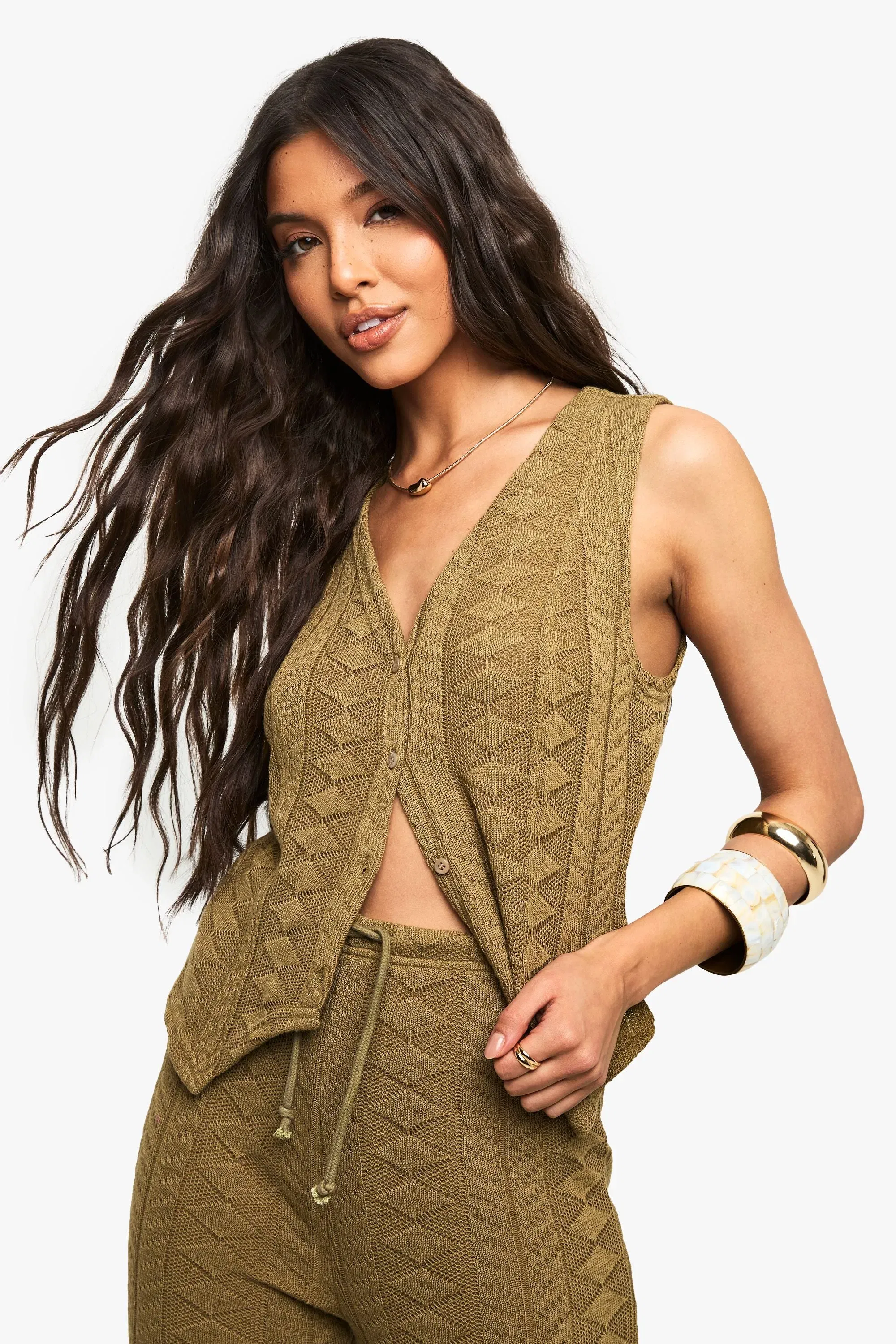 Mix and Match Textured Patterned Knitted Waistcoat