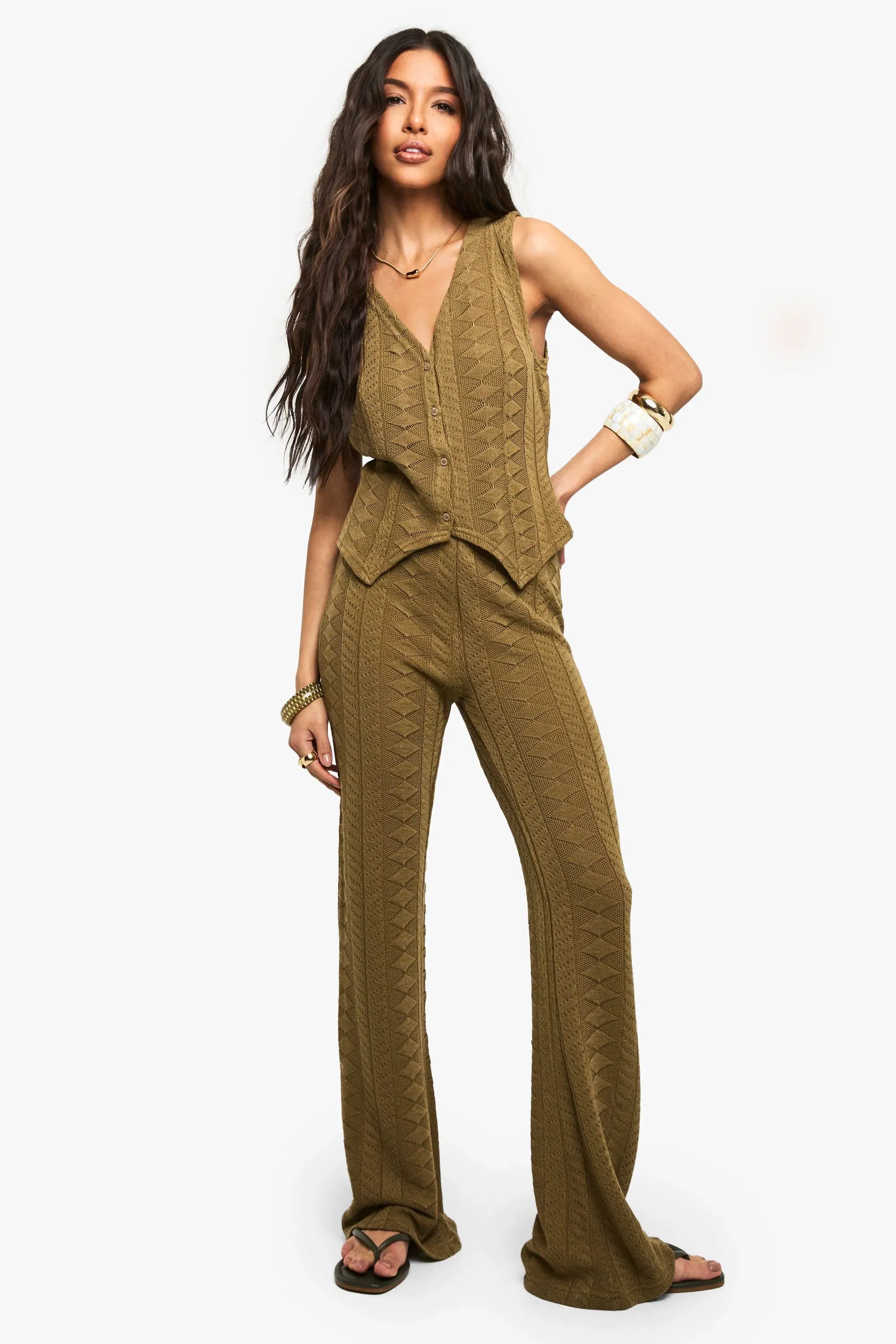 Mix and Match Textured Patterned Knitted Waistcoat
