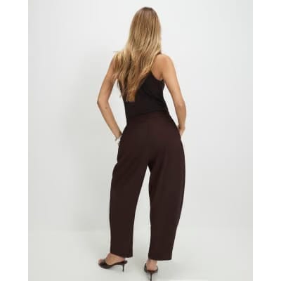 Brown Drapey Barrel Leg Trousers