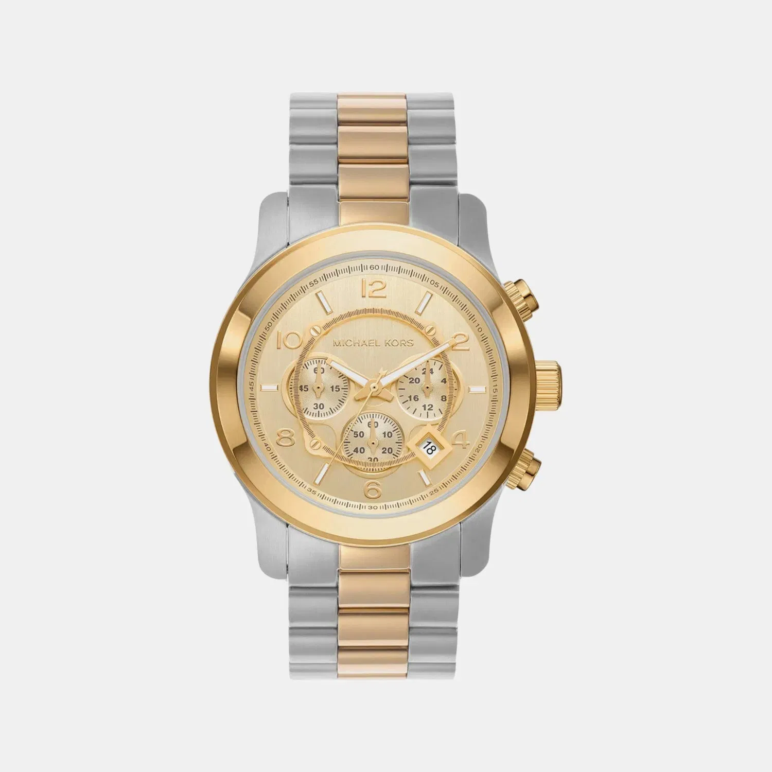 Michael Kors Runway Men Quartz Gold Dial Chronograph Stainless Steel Watch Mk9075