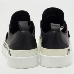 Dolce & Gabbana Black/White Leather Portofino Low Top Sneakers