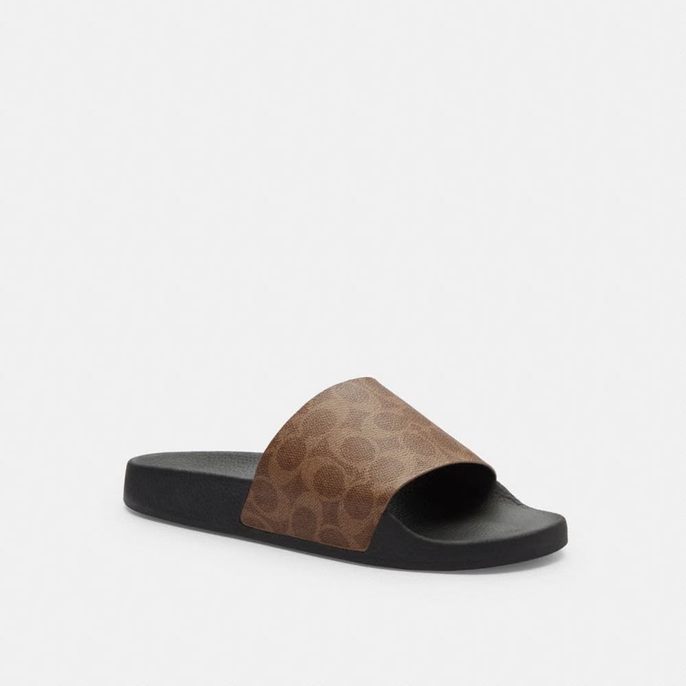 Men's Coach Slide In Signature Canvas Khaki