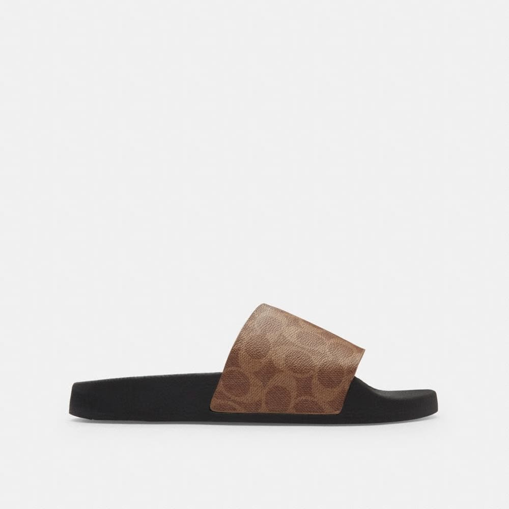 Men's Coach Slide In Signature Canvas Khaki