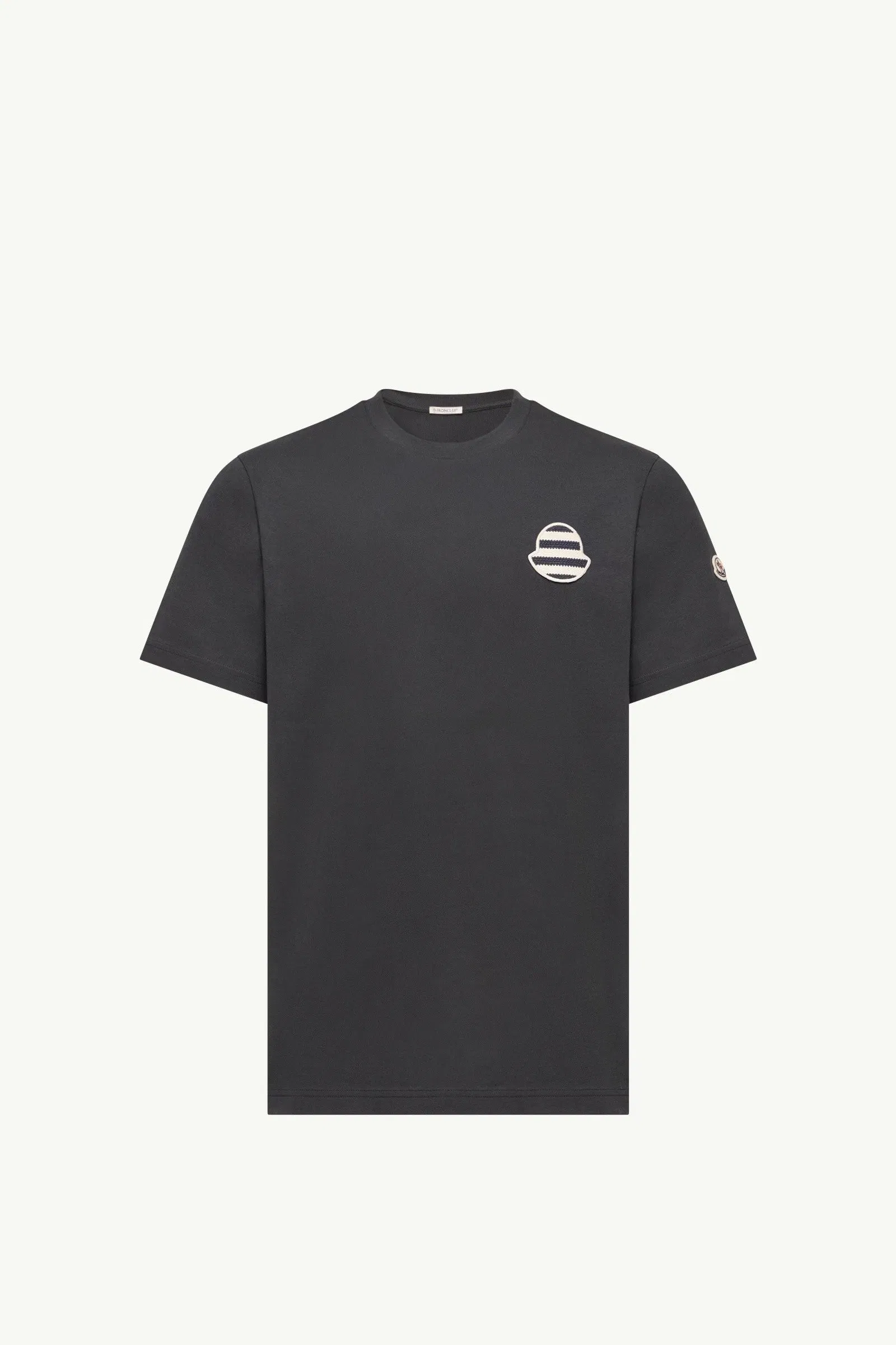 Moncler Striped Logo Cotton Jersey T-Shirt Navy Blue Navy Blue