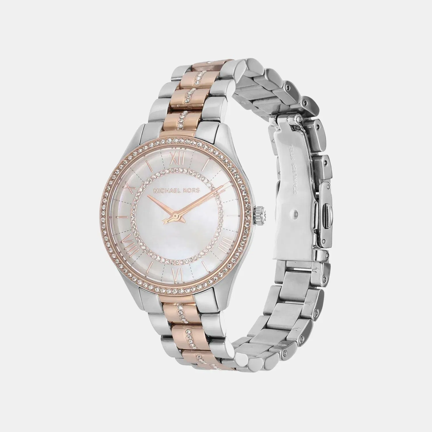 Michael Kors Lauryn Women Quartz Mother Of Pearl Dial Analog Stainless Steel Watch Mk3979