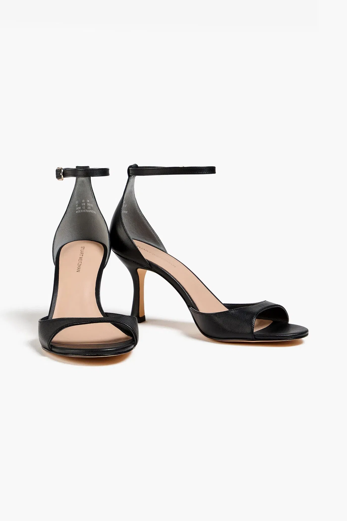 Stuart Weitzman Isla 75 Leather Sandals Black Women's