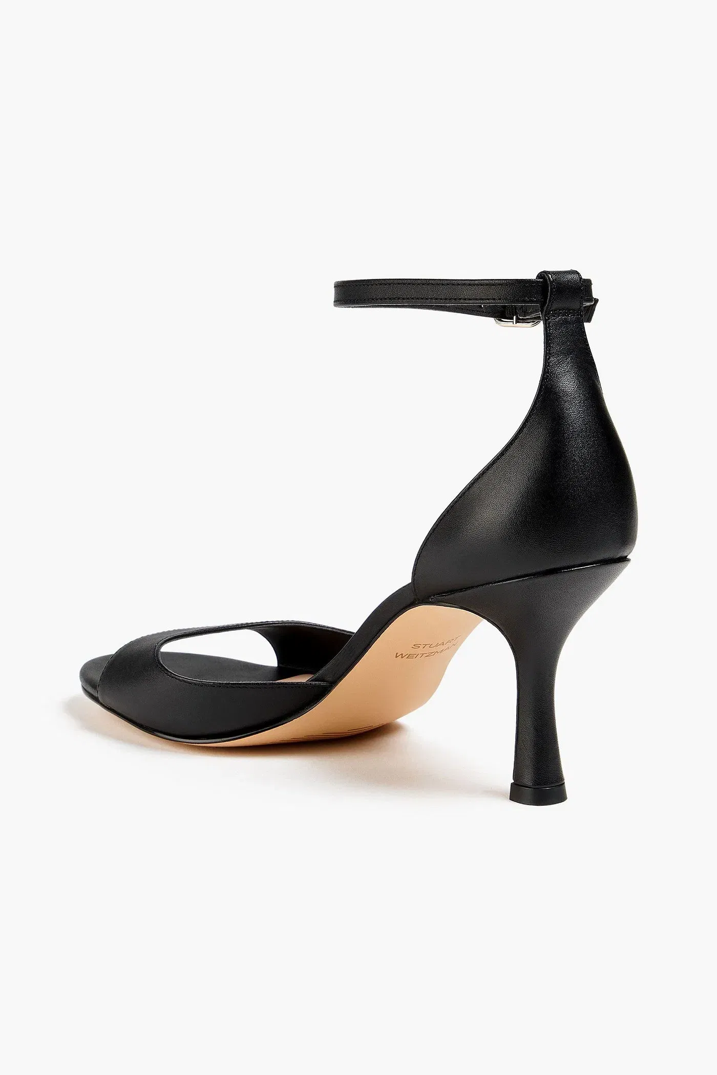 Stuart Weitzman Isla 75 Leather Sandals Black Women's