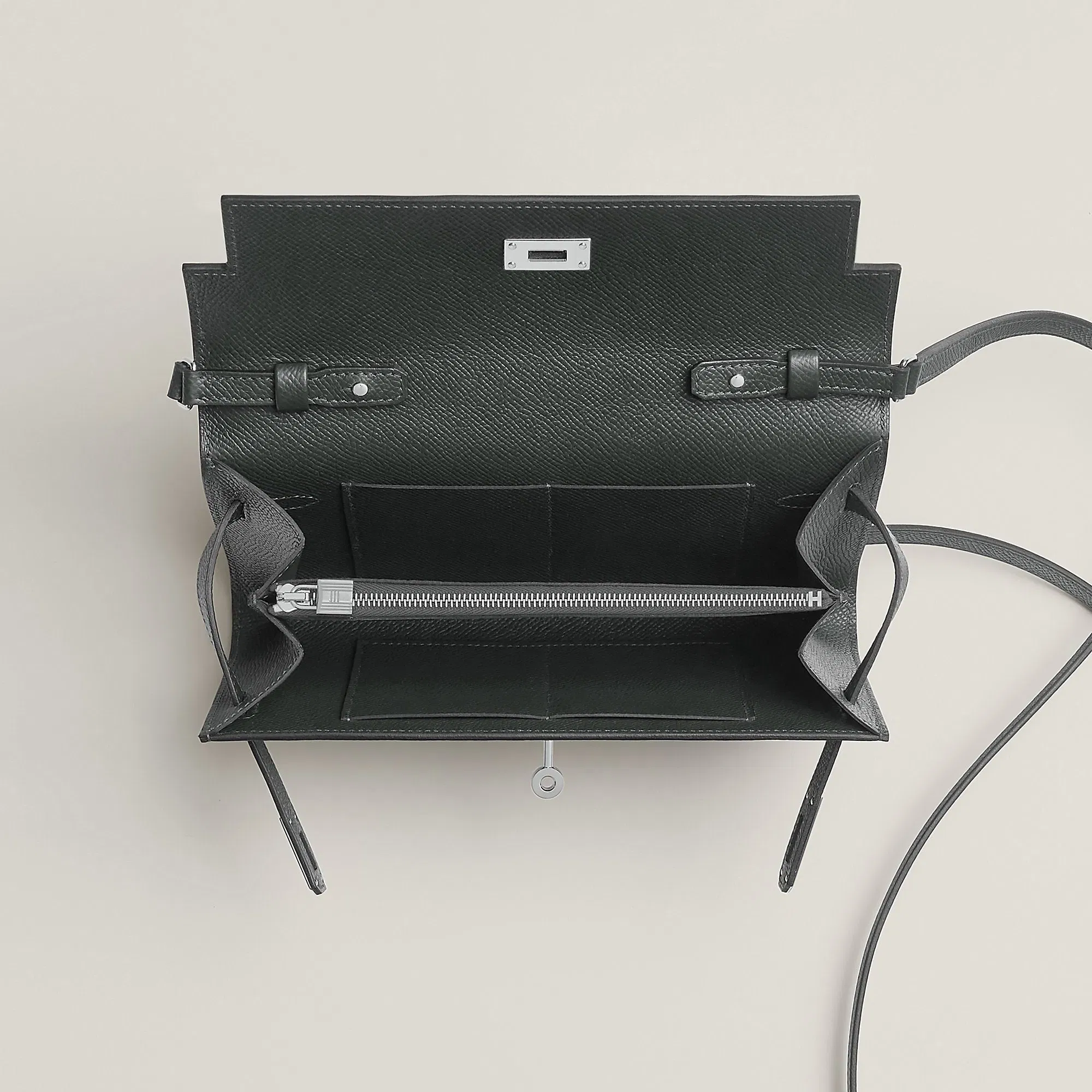 Hermes Kelly Classique To Go Wallet Gris Tain