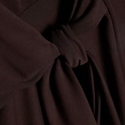 Brown Knot Side Mini Dress