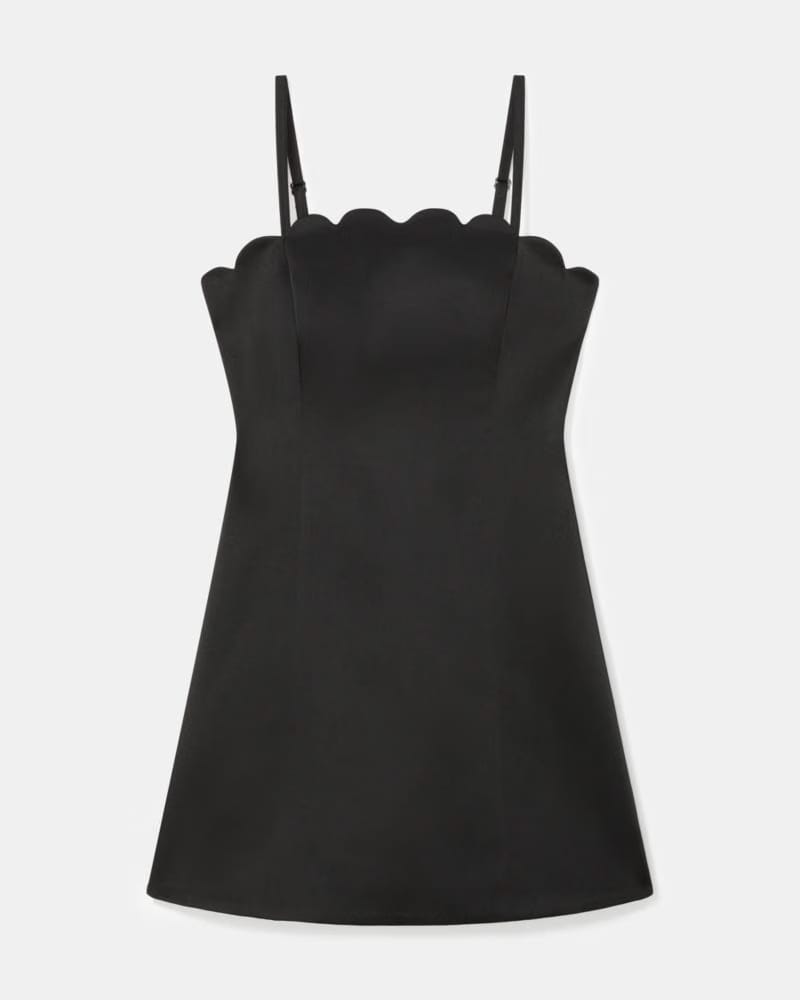 Satin Scallop Mini Dress