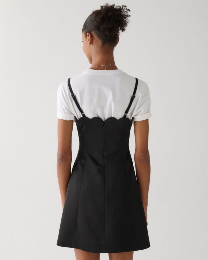 Satin Scallop Mini Dress