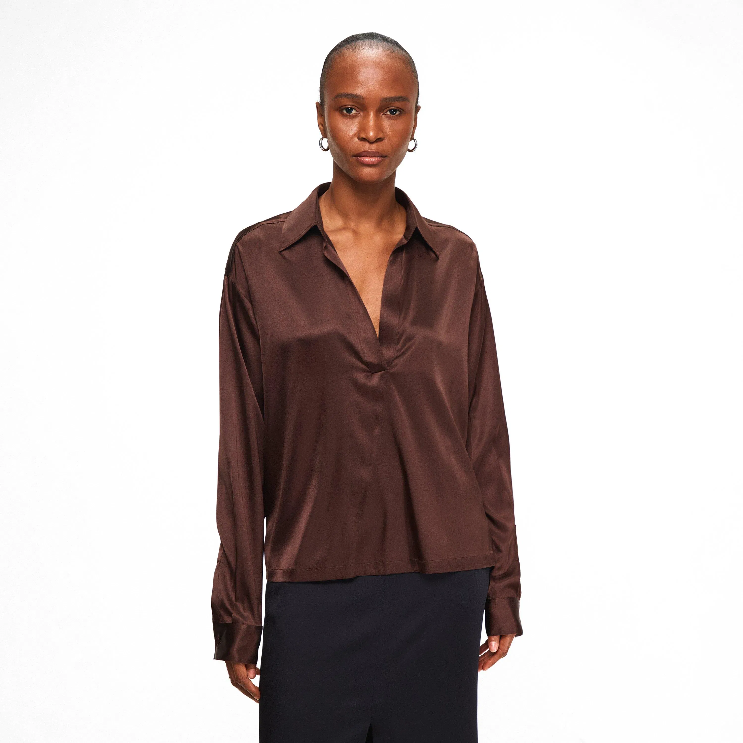 TF Silk Long Sleeve Plain Shirt