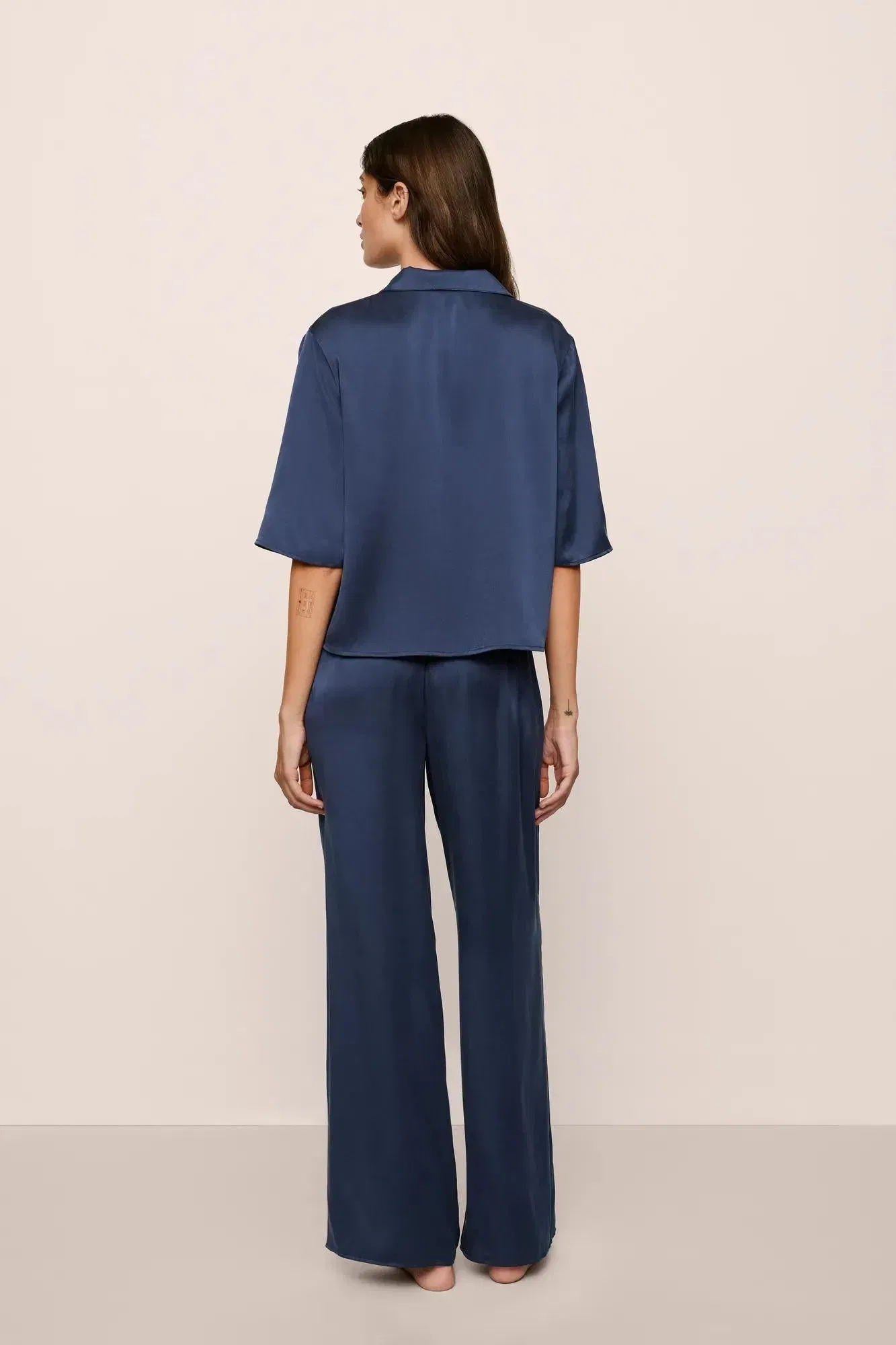 Inez Washable Silk Relaxed Wide Leg Pant PJ Set