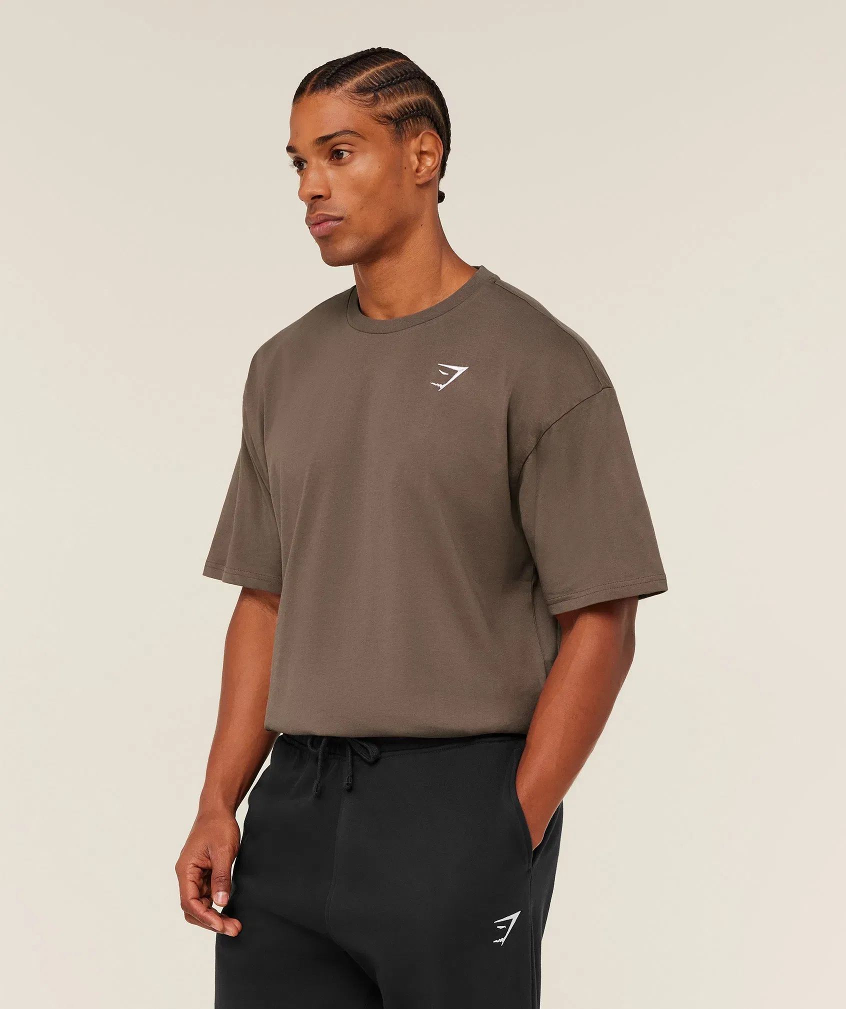 Gymshark Crest Oversized T-Shirt - Soft Brown