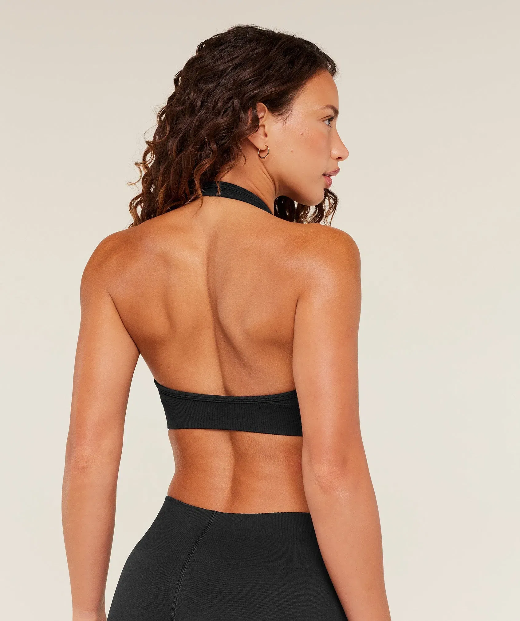 Gymshark Steel Seamless Halter Neck Bra - GS Black