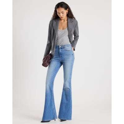 Blue High Waisted Sculpt Flared Jeans